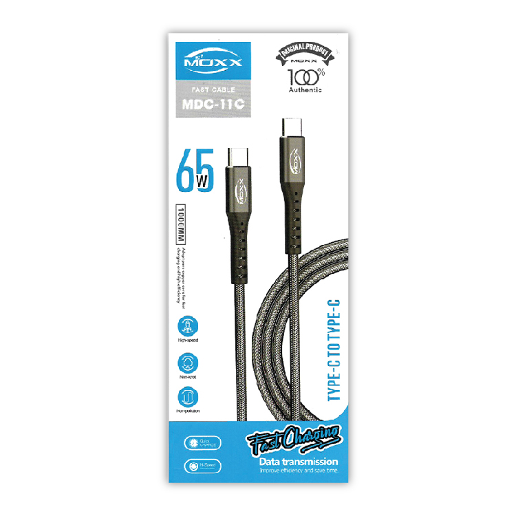 MOXX DATA TRANSFER CABLE TYPE-C TO TYPE-C 65 WATT